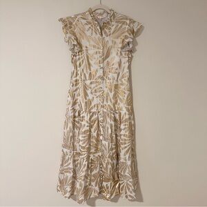Jude Connally Mirabella Tiered Maxi Dress White Gold Size Medium